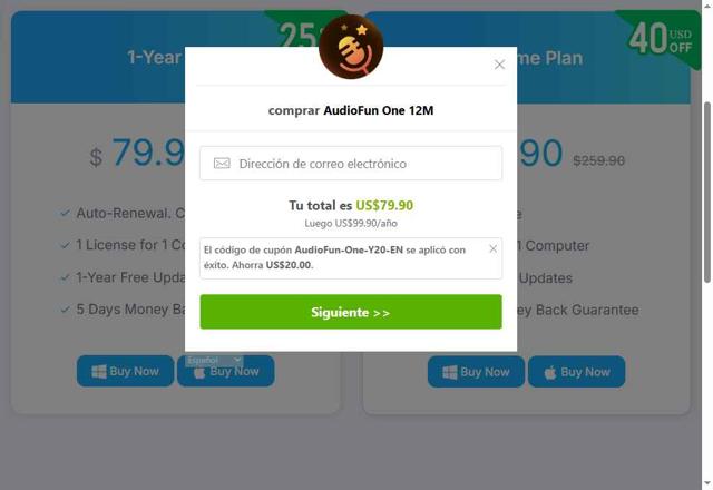 Sidify checkout page showing Sidify promo code box | Screenshot taken by SimplyCodes community member on May 26, 2025