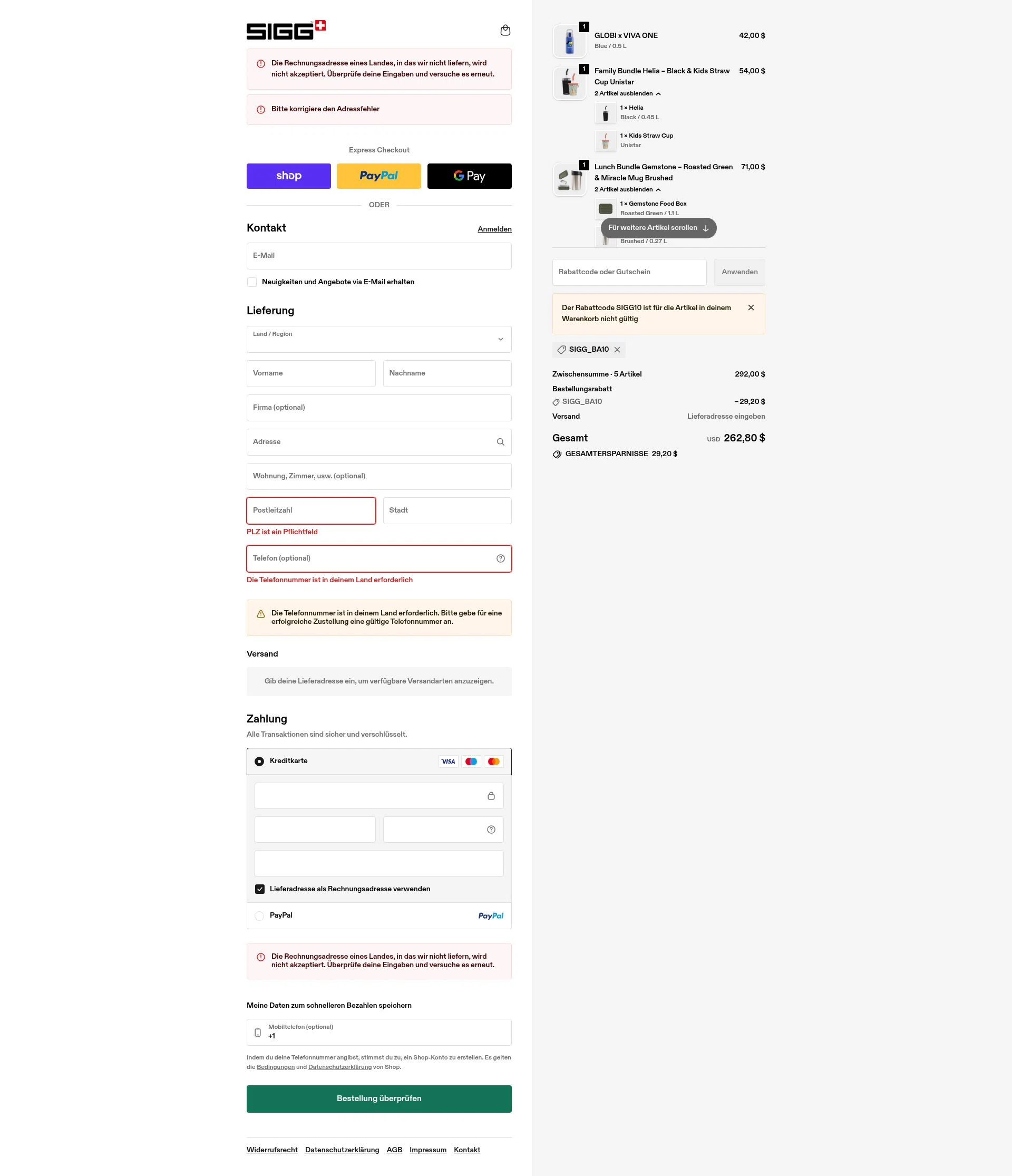 SIGG checkout page showing SIGG promo code box | Screenshot taken by SimplyCodes community member on Jan 9, 2026