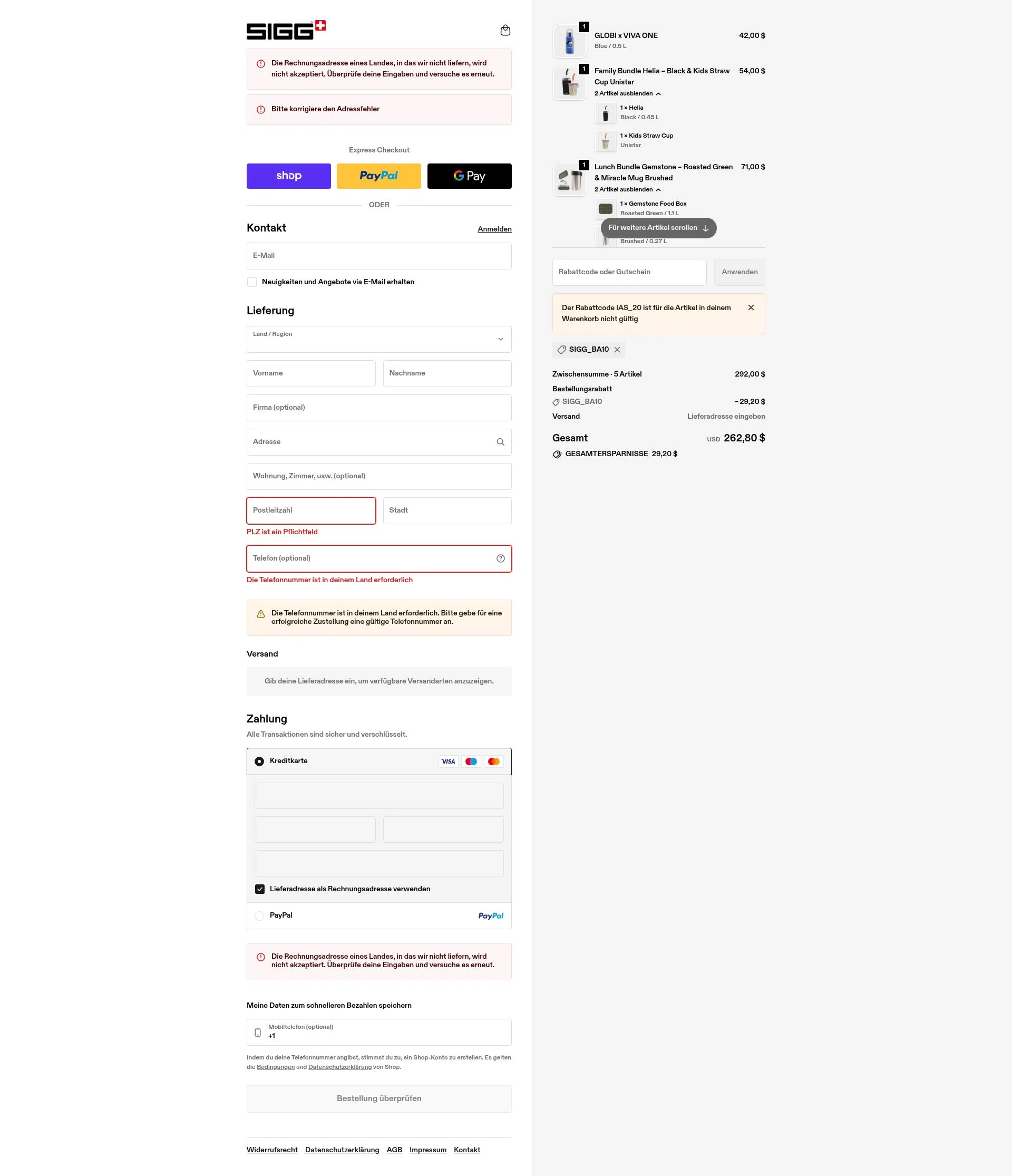 SIGG checkout page showing SIGG promo code box | Screenshot taken by SimplyCodes community member on Jan 14, 2026