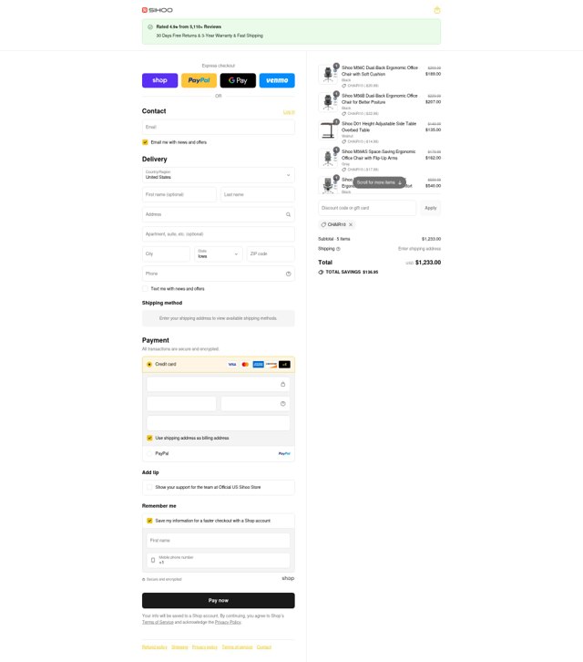 Sihoo checkout page showing Sihoo discount code box | Screenshot taken by SimplyCodes community member on Sep 2, 2025
