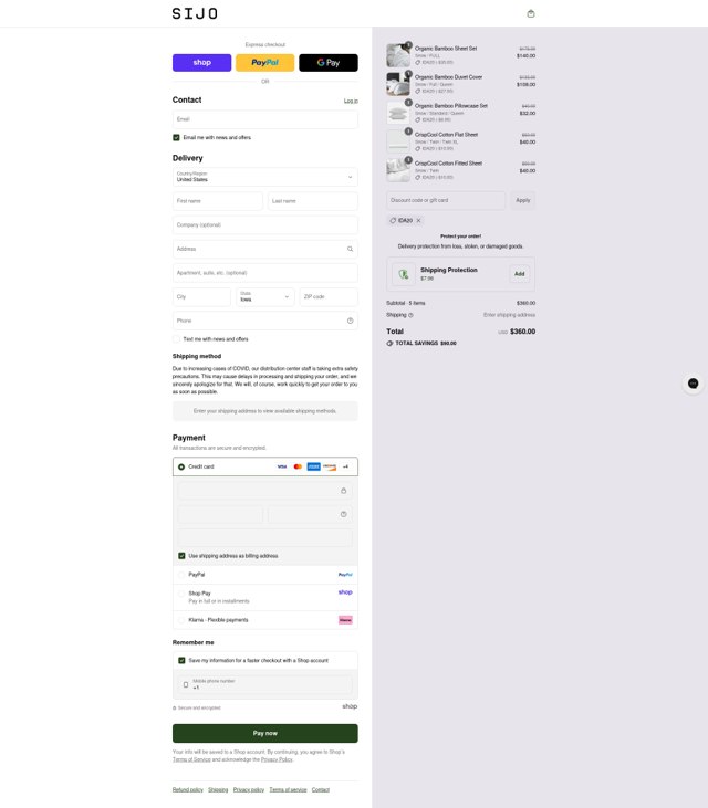 Sijo checkout page showing Sijo discount code box | Screenshot taken by SimplyCodes community member on Sep 4, 2025