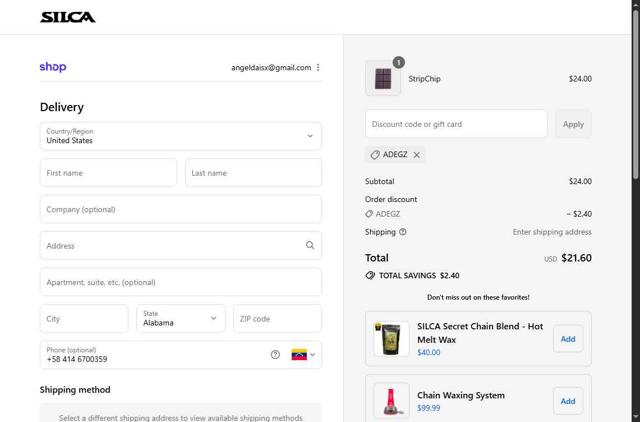 SILCA checkout page showing SILCA discount code box | Screenshot taken by SimplyCodes community member on Sep 15, 2025