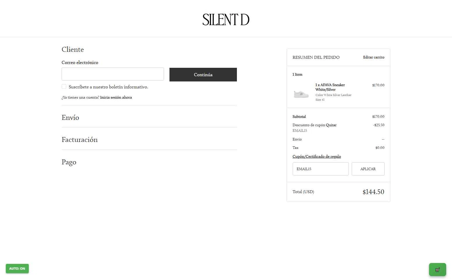 Silent D checkout page showing Silent D coupon code box | Screenshot taken by SimplyCodes community member on Sep 13, 2025