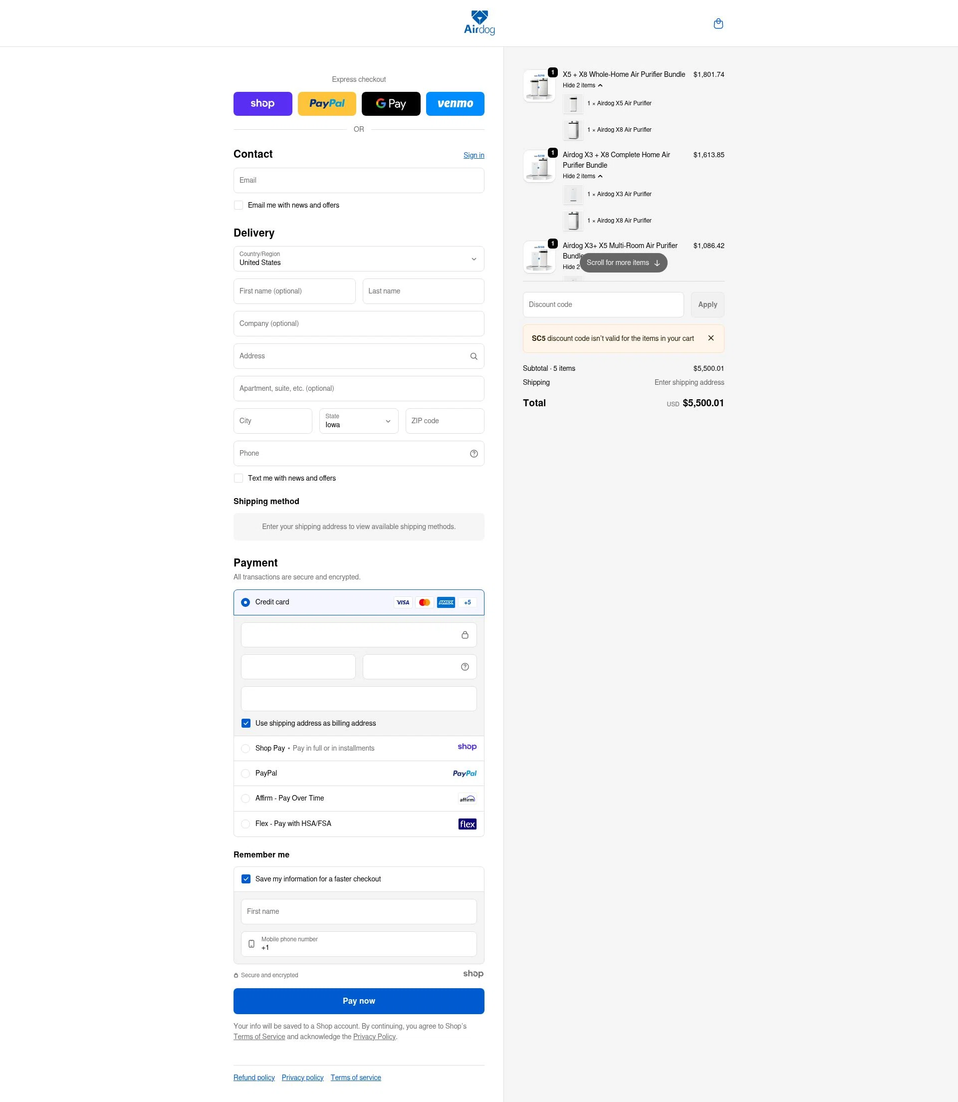 Airdogusa checkout page showing Airdogusa promo code box | Screenshot taken by SimplyCodes community member on Jan 10, 2026