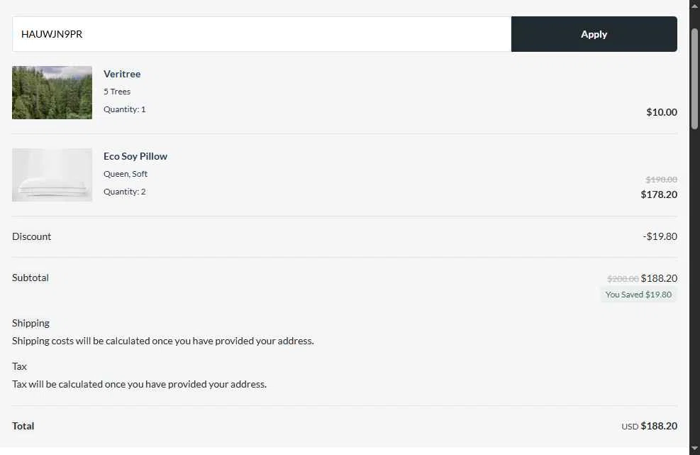 Silk and Snow checkout page showing Silk and Snow coupon code box | Screenshot taken by SimplyCodes community member on Oct 11, 2025