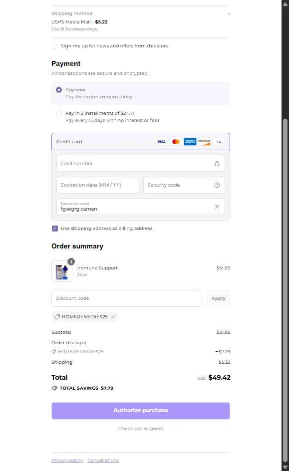 Silver Biotics checkout page showing Silver Biotics promo code box | Screenshot taken by SimplyCodes community member on Aug 19, 2025