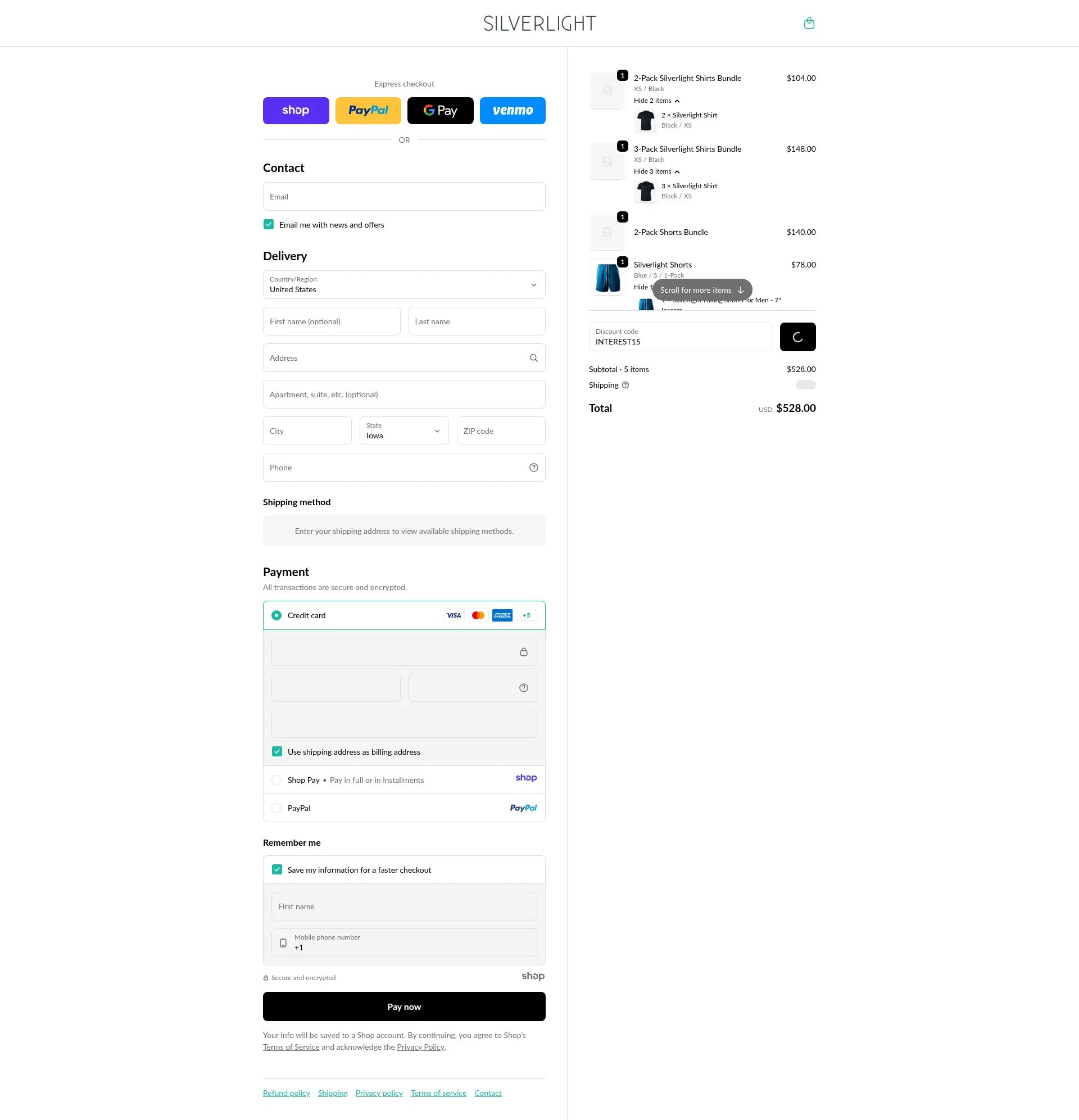 Silverlight checkout page showing Silverlight discount code box | Screenshot taken by SimplyCodes community member on Dec 24, 2025