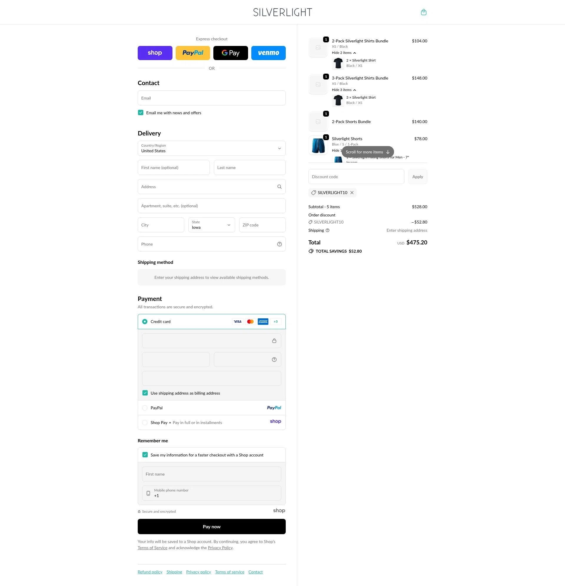 Silverlight checkout page showing Silverlight discount code box | Screenshot taken by SimplyCodes community member on Dec 6, 2025