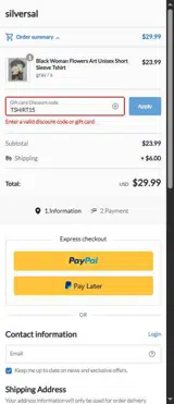 TSHIRT15 coupon verification screenshot
