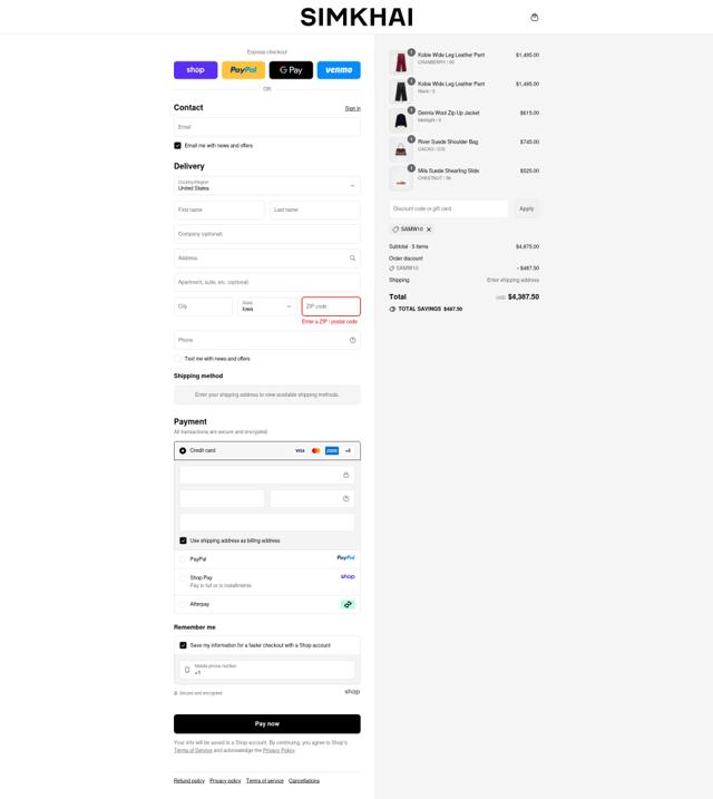 SIMKHAI checkout page showing SIMKHAI promo code box | Screenshot taken by SimplyCodes community member on Sep 15, 2025
