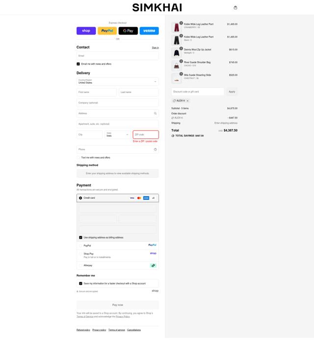 SIMKHAI checkout page showing SIMKHAI promo code box | Screenshot taken by SimplyCodes community member on Sep 15, 2025