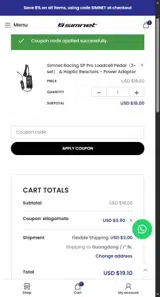 Simnet Racing coupon verification screenshot