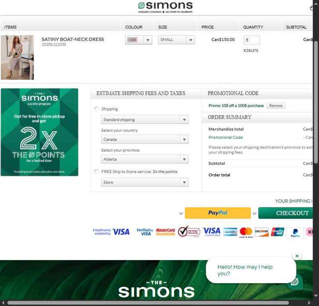 Simons checkout page showing Simons promo code box | Screenshot taken by SimplyCodes community member on Jun 3, 2025