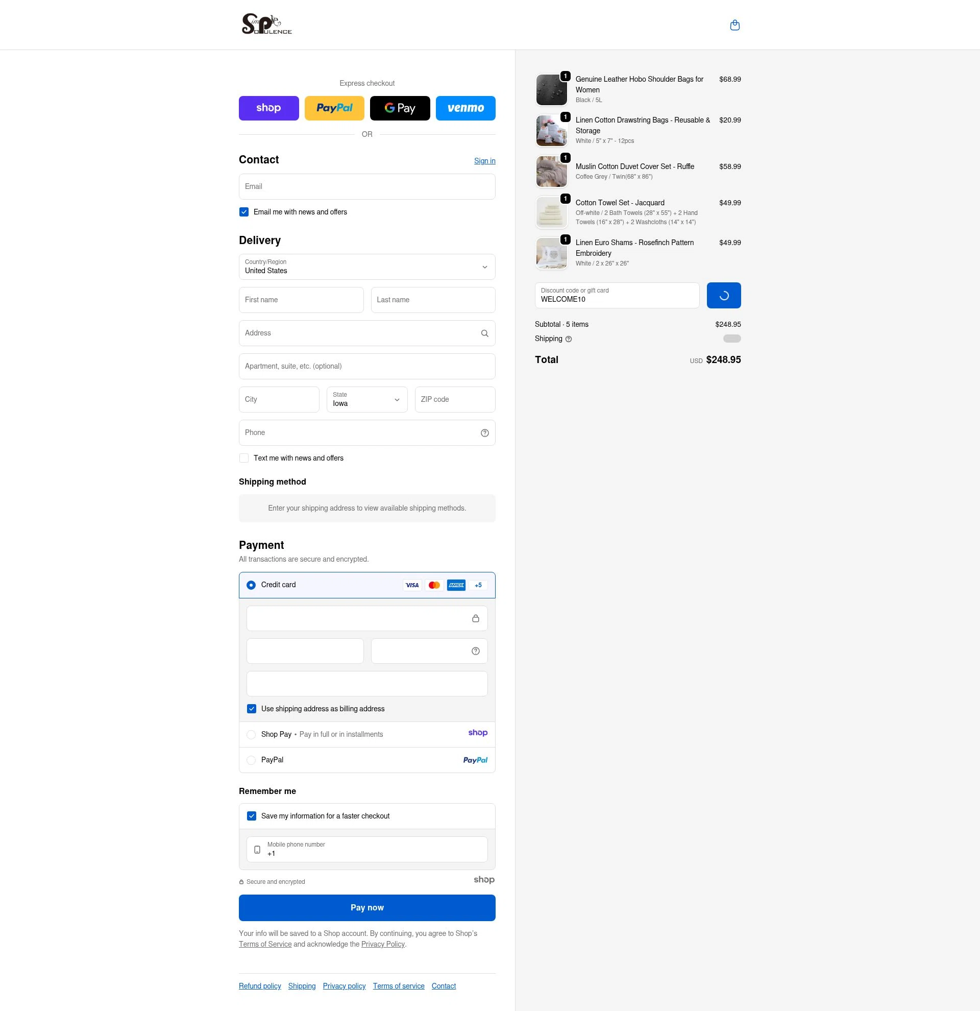 Simple&Opulence checkout page showing Simple&Opulence promo code box | Screenshot taken by SimplyCodes community member on Jan 2, 2026