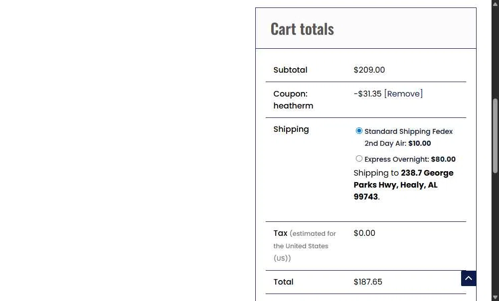 Simple Peptide checkout page showing Simple Peptide coupon code box | Screenshot taken by SimplyCodes community member on Dec 15, 2025