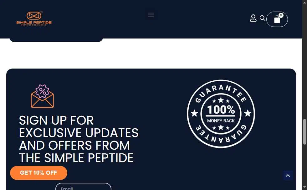 Simple Peptide checkout page showing Simple Peptide coupon code box | Screenshot taken by SimplyCodes community member on Jan 23, 2026