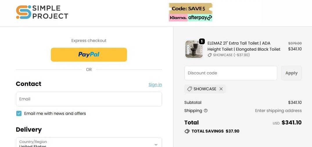 Simple Project promo code screenshot showing code SHOWCASE applied at Simple Project checkout page. Uploaded by SimplyCodes community member WiseTitan5941 on Nov 24, 2025