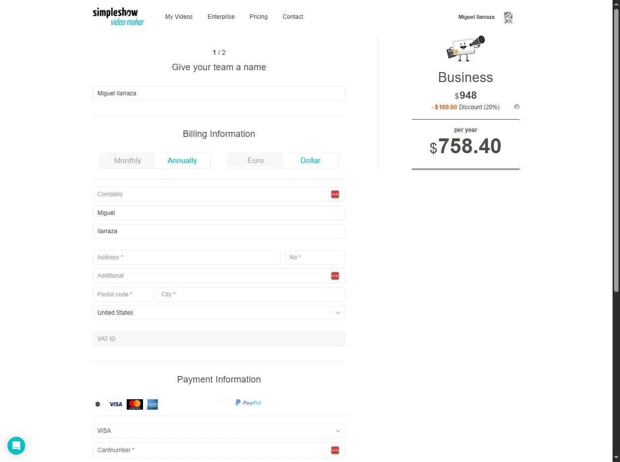 simpleshow checkout page showing simpleshow promo code box | Screenshot taken by SimplyCodes community member on Oct 28, 2025