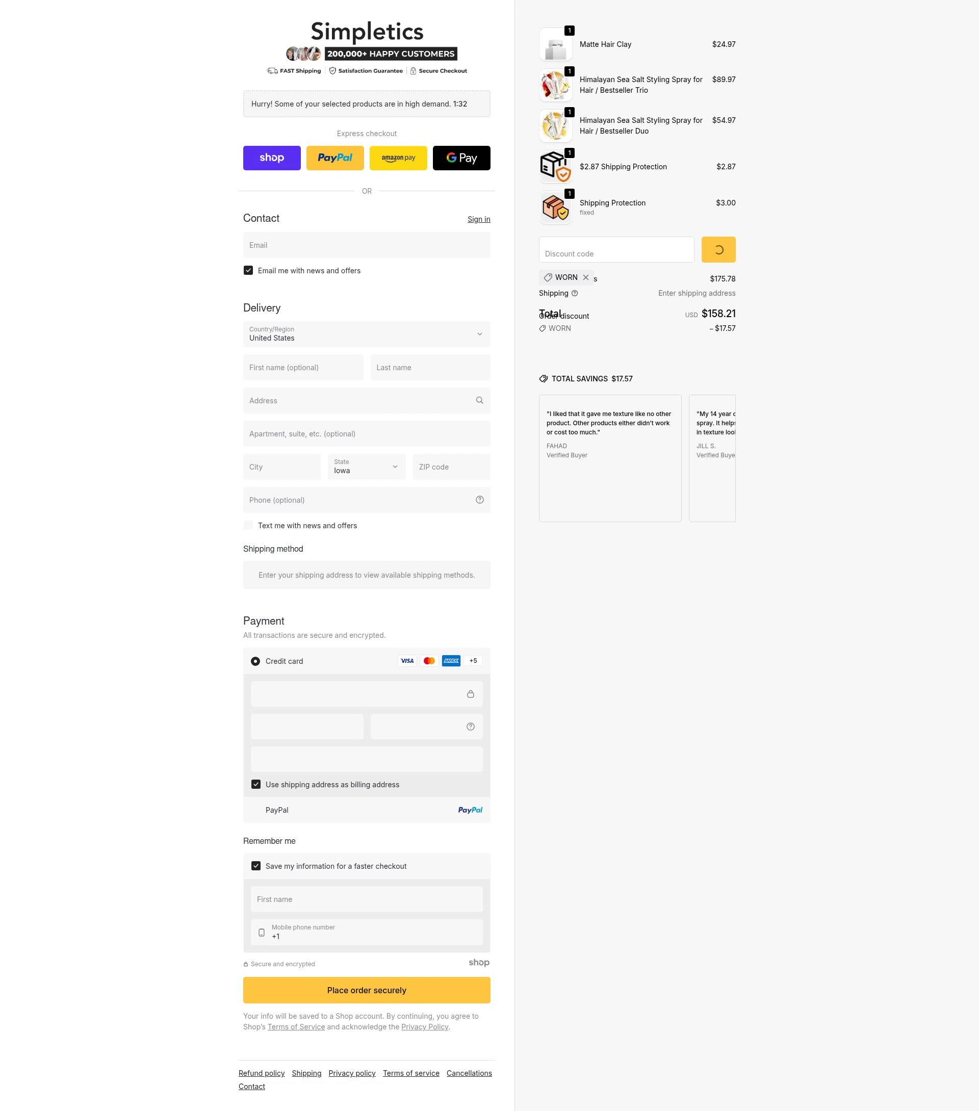 Simpletics checkout page showing Simpletics discount code box | Screenshot taken by SimplyCodes community member on Jan 8, 2026