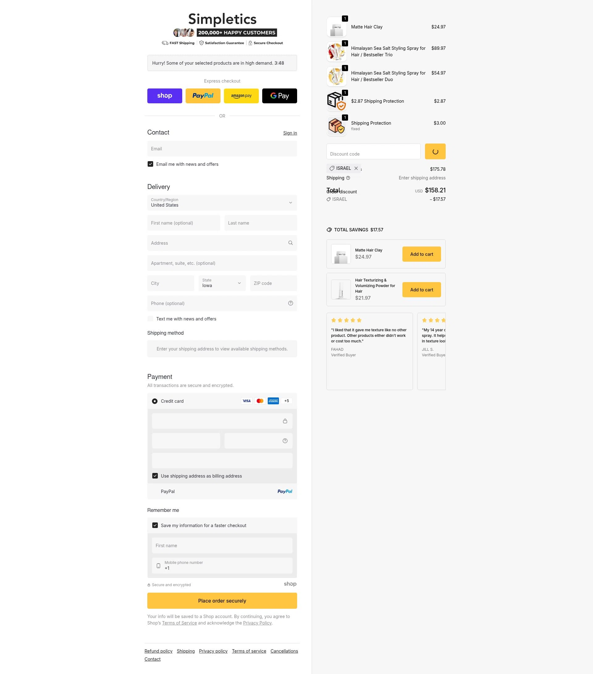 Simpletics checkout page showing Simpletics discount code box | Screenshot taken by SimplyCodes community member on Jan 8, 2026