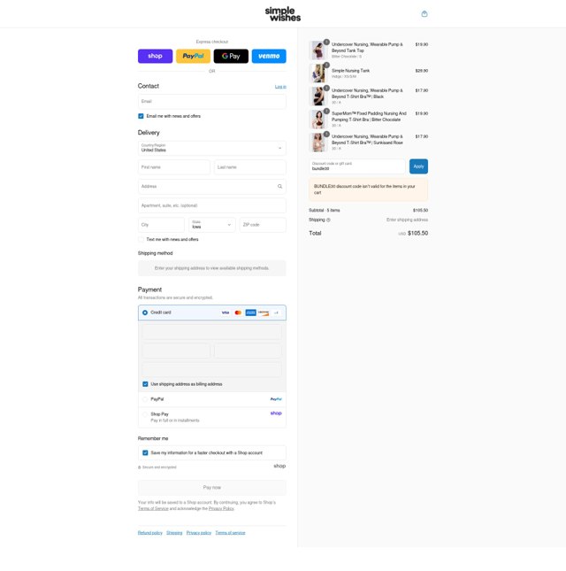 Simple Wishes checkout page showing Simple Wishes promo code box | Screenshot taken by SimplyCodes community member on Sep 8, 2025