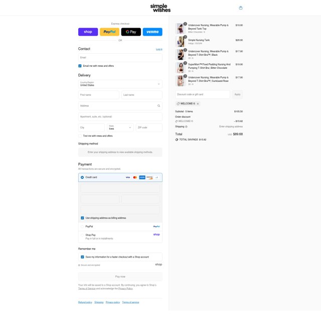 Simple Wishes checkout page showing Simple Wishes promo code box | Screenshot taken by SimplyCodes community member on Sep 8, 2025