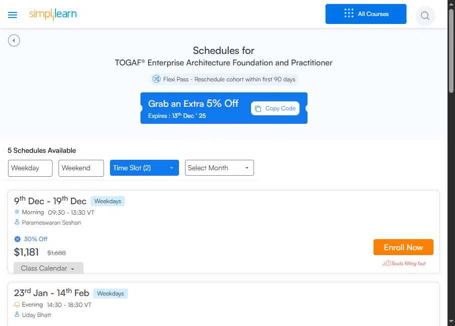 Simplilearn checkout page showing Simplilearn promo code box | Screenshot taken by SimplyCodes community member on Dec 6, 2025