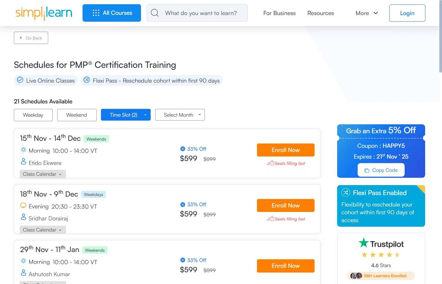 Simplilearn checkout page showing Simplilearn promo code box | Screenshot taken by SimplyCodes community member on Nov 14, 2025