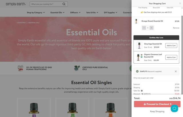 Simply Earth checkout page showing Simply Earth discount code box | Screenshot taken by SimplyCodes community member on Sep 2, 2025
