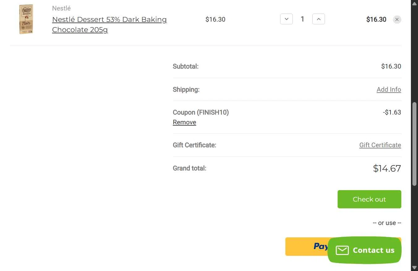 Simply Gourmand checkout page showing Simply Gourmand coupon code box | Screenshot taken by SimplyCodes community member on Jan 8, 2026