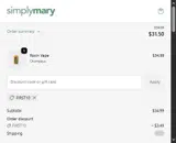 SimplyMary coupon verification screenshot