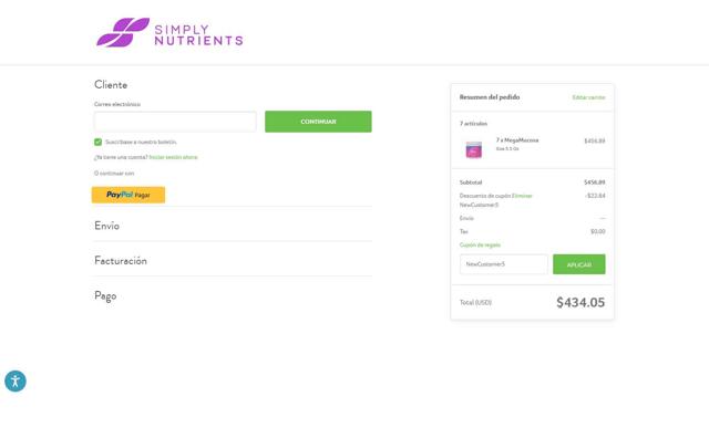 Simply Nutrients checkout page showing Simply Nutrients coupon code box | Screenshot taken by SimplyCodes community member on Jul 1, 2025