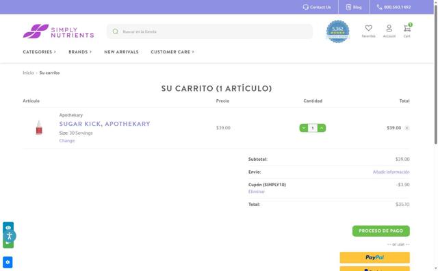 Simply Nutrients checkout page showing Simply Nutrients coupon code box | Screenshot taken by SimplyCodes community member on Jul 30, 2025