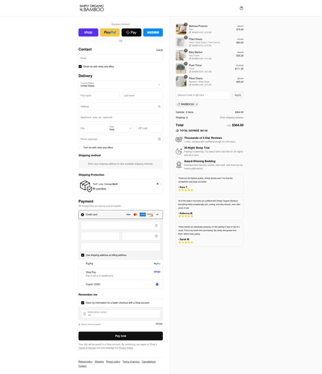 Simply Organic Bamboo checkout page showing Simply Organic Bamboo coupon code box | Screenshot taken by SimplyCodes community member on Sep 1, 2025