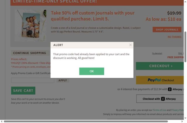 Simply to Impress checkout page showing Simply to Impress promo code box | Screenshot taken by SimplyCodes community member on May 9, 2025