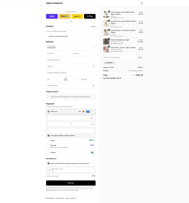 Simply Workout checkout page showing Simply Workout discount code box | Screenshot taken by SimplyCodes community member on Sep 11, 2025