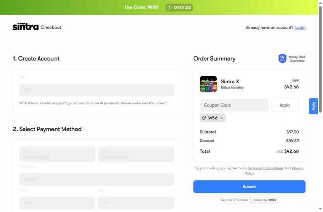 Sintra checkout page showing Sintra discount code box | Screenshot taken by SimplyCodes community member on Sep 6, 2025