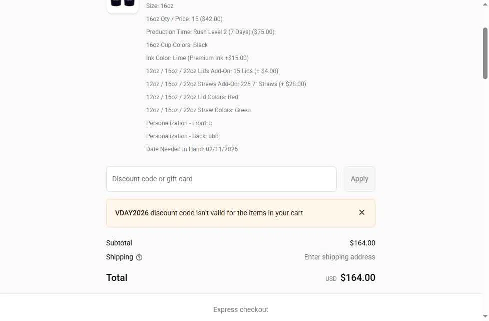 Sip Hip Hooray checkout page showing Sip Hip Hooray discount code box | Screenshot taken by SimplyCodes community member on Feb 11, 2026