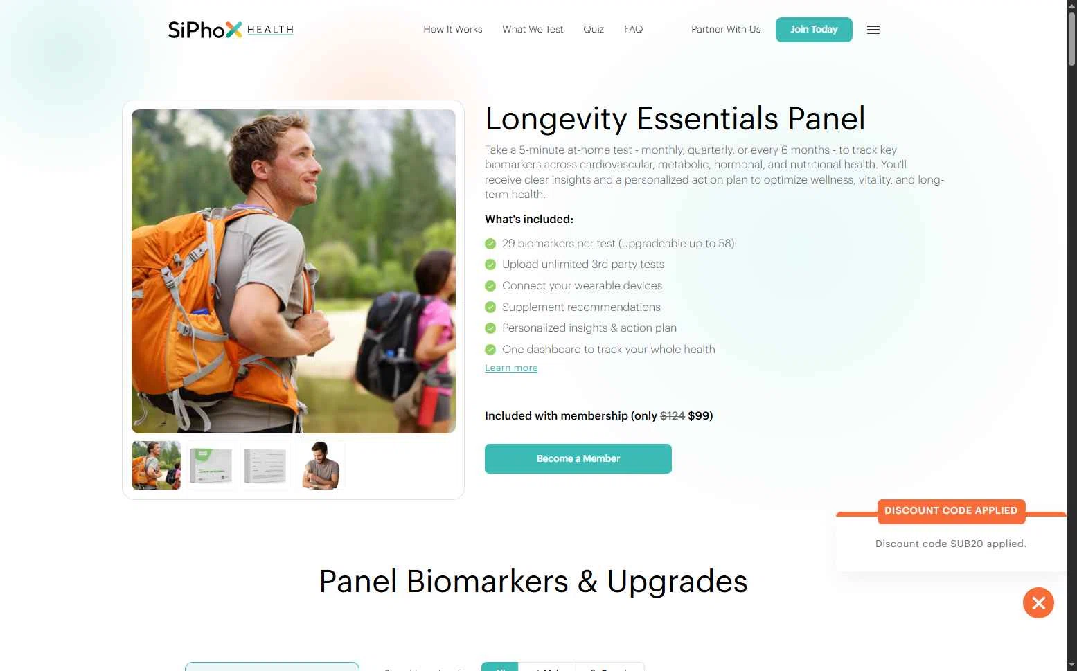 SiPhox Health checkout page showing SiPhox Health promo code box | Screenshot taken by SimplyCodes community member on Jan 21, 2026