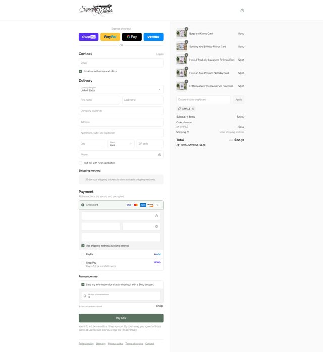 Sipsey Wilder checkout page showing Sipsey Wilder discount code box | Screenshot taken by SimplyCodes community member on Aug 22, 2025