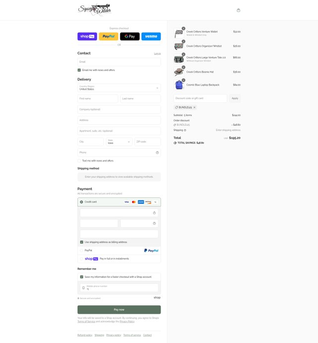 Sipsey Wilder checkout page showing Sipsey Wilder discount code box | Screenshot taken by SimplyCodes community member on Aug 5, 2025