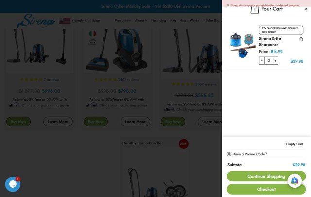 Sirena checkout page showing Sirena promo code box | Screenshot taken by SimplyCodes community member on Apr 28, 2025