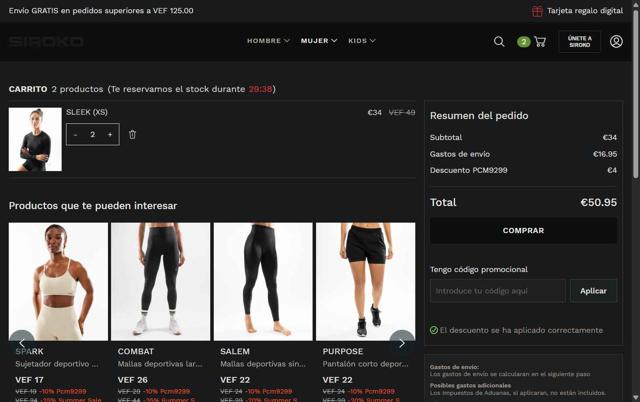 Siroko checkout page showing Siroko discount code box | Screenshot taken by SimplyCodes community member on Aug 29, 2025