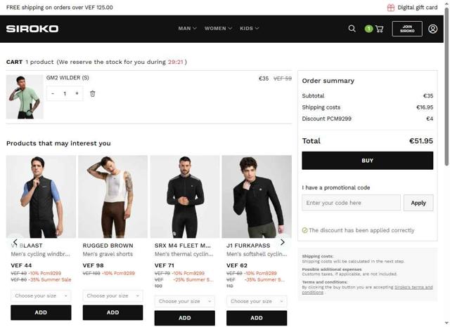Siroko checkout page showing Siroko discount code box | Screenshot taken by SimplyCodes community member on Aug 20, 2025