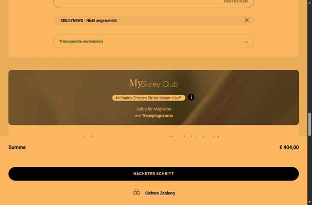 Sisley Paris checkout page showing Sisley Paris promo code box | Screenshot taken by SimplyCodes community member on Aug 26, 2025