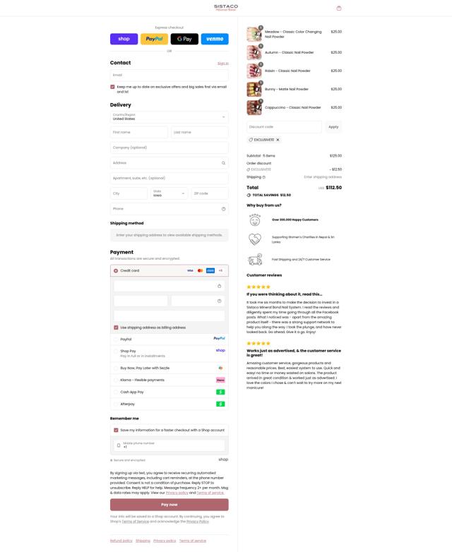 Sistaco checkout page showing Sistaco coupon code box | Screenshot taken by SimplyCodes community member on Sep 14, 2025