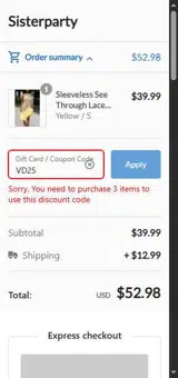 VD25 coupon verification screenshot