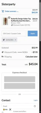 SANDRA coupon verification screenshot