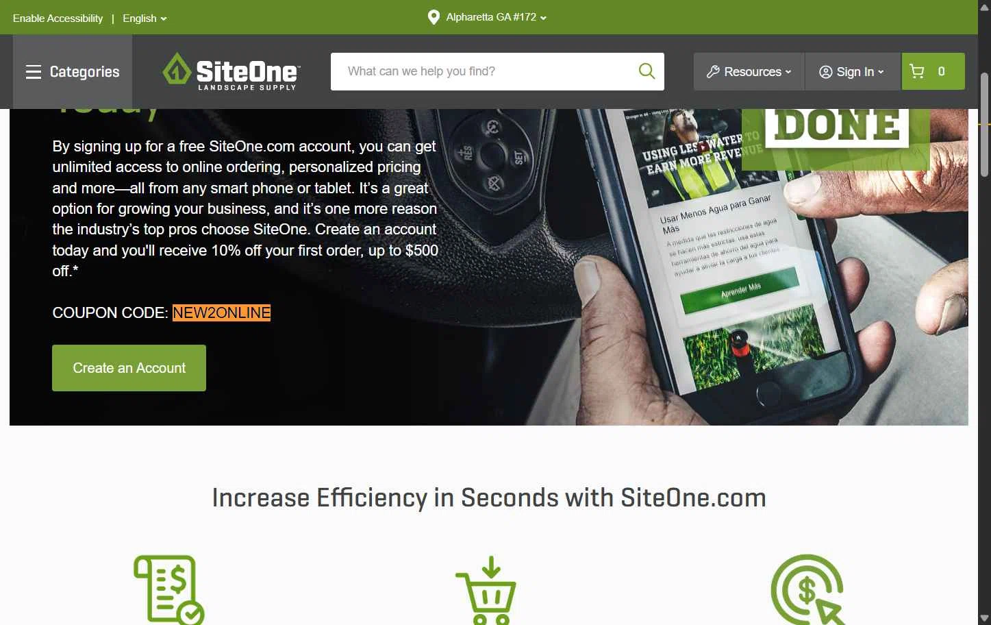 SiteOne checkout page showing SiteOne promo code box | Screenshot taken by SimplyCodes community member on Sep 28, 2025
