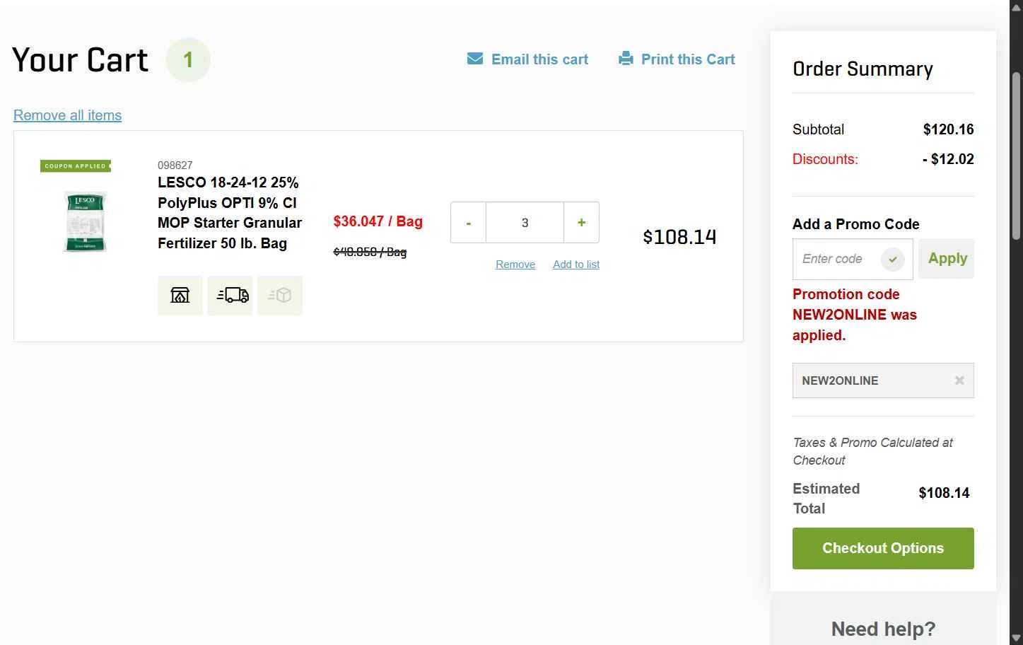 SiteOne checkout page showing SiteOne promo code box | Screenshot taken by SimplyCodes community member on Oct 13, 2025
